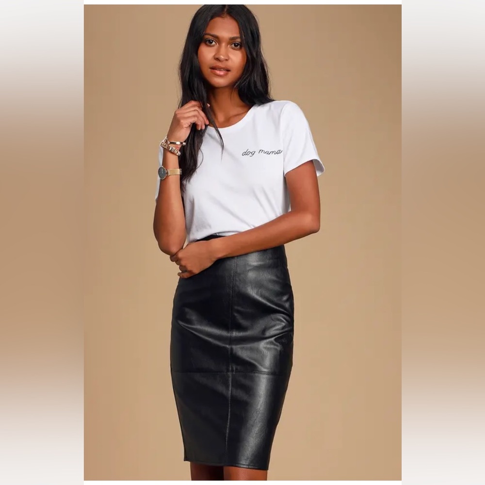 She's Irresistible Black Vegan Leather Pencil Skirt